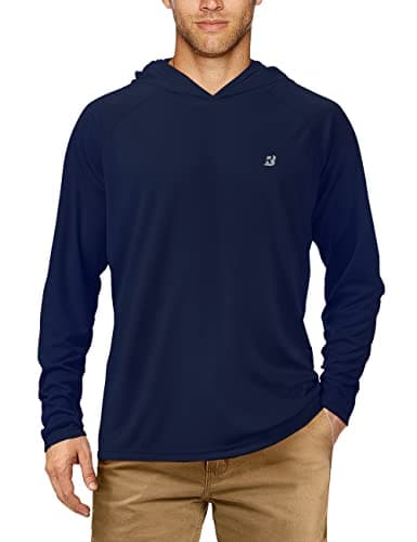 UPF 50+ Sun Protection Fishing Hoodie for Men Outdoor Activities
| Long Sleeve UV Protection Fishing Shirt for Men Suit — No Thumb Hole-dark Blue