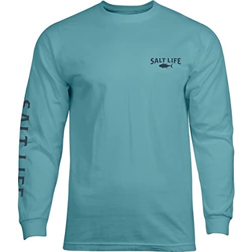 Salt Life Men's Atlas Badge Long Sleeve Crew Neck Tee + Size + Color + Cooling Fabric + Moisture Wicking + Versatile Sty