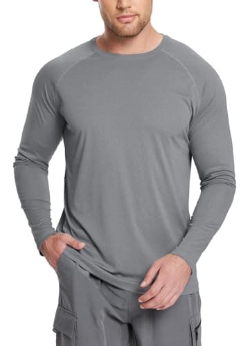 Baleaf Men's Sun Protection Shirts UV SPF UPF 50+ Long Sleeve for Fishing and Running
| Baleaf Men's Quick Dry Lightwei — 01-grey Heather