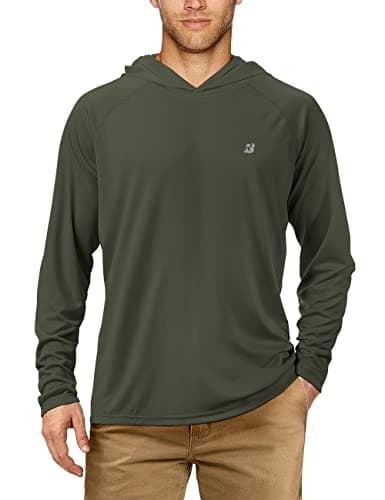 UPF 50+ Sun Protection Fishing Hoodie for Men Outdoor Activities
| Long Sleeve UV Protection Fishing Shirt for Men Suit — No Thumb Hole-dark Green