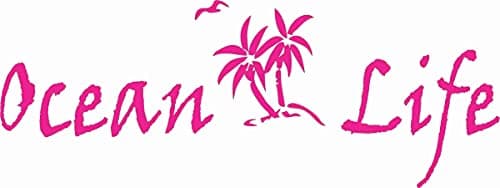 Ocean Life Palm Trees Bird Island Die Cut Vinyl Window Decal for Car (8"x3", Turquoise Blue)  
Ocean Life Palm Trees Bir — Pink