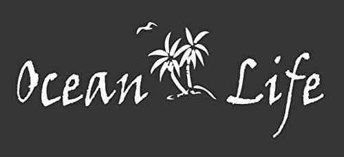 Ocean Life Palm Trees Bird Island Die Cut Vinyl Window Decal for Car (8"x3", Turquoise Blue)  
Ocean Life Palm Trees Bir — White