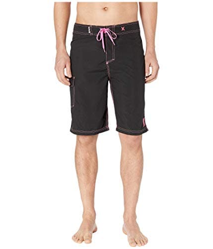 Hurley Men's One and Only 22-Inch Boardshorts Lightweight Breathable Surf Swim Shorts for Men Summer Beach Vacation — Black/Digital Pink