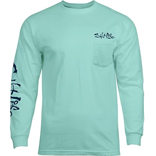 Salt Life Men's Blue Crab Print Long Sleeve Tee for Summer Beach Vibes