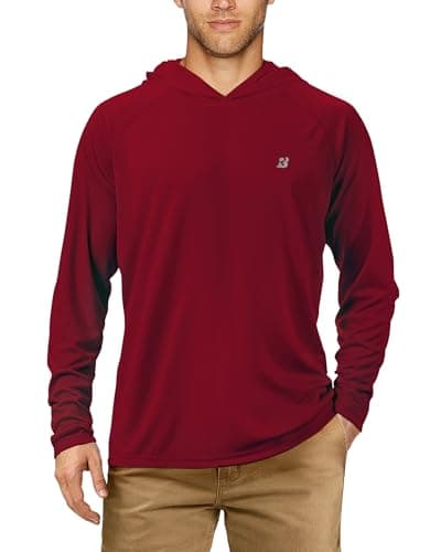 UPF 50+ Sun Protection Fishing Hoodie for Men Outdoor Activities
| Long Sleeve UV Protection Fishing Shirt for Men Suit — No Thumb Hole-beet Red