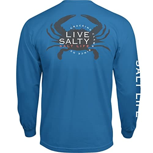 Salt Life Men's Comfortable Chesapeake Life Long Sleeve Crew Neck Tee for Outdoor Adventures — Atlantic Blue