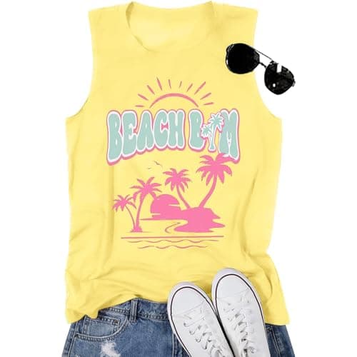 BANGELY Women Beach Tanks Ocean Air and Salty Hair Funny Summer Cruise Sleeveless Top
| BANGELY Family Vacation Women B — Orange