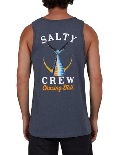 Salty Crew Men's Tailed Tank + Summer Men's Tailed Swim Tank + Versatile Tailed Swimwear for Men + Quick-Dry Material + — Excaliber Heather