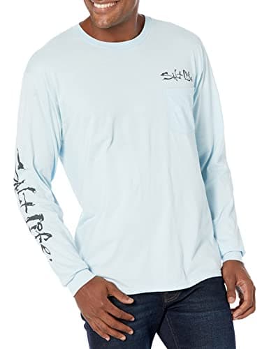 Salt Life Men's Fade Long Sleeve Shirt for Outdoor Summer Fashion — Blue Stone
