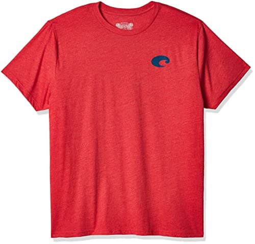 Costa Del Mar Men's Summer Comfort Short Sleeve T-Shirt Sun ProtectionOutdoor Wear — Heather Red