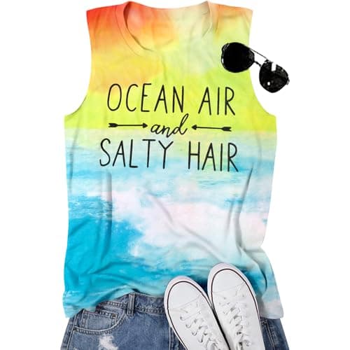 BANGELY Women Beach Tanks Ocean Air and Salty Hair Funny Summer Cruise Sleeveless Top
| BANGELY Family Vacation Women B — Yellow-blue