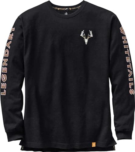 Legendary Whitetails Men's Non-Typical Long Sleeve T-Shirt for Outdoor Adventure Featuring Camouflage Print in Medium Si — Black