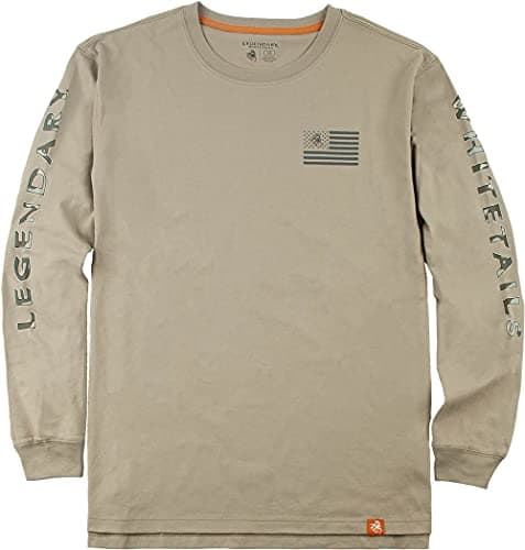 Legendary Whitetails Men's Non-Typical Long Sleeve T-Shirt for Outdoor Adventure Featuring Camouflage Print in Medium Si — Flag