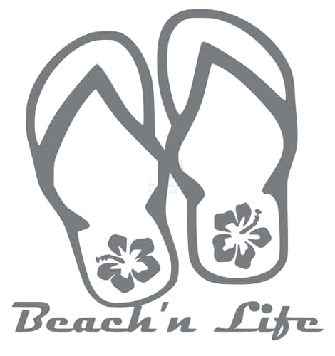 Beach'n Life Hibiscus Flip Flop Decal Sticker Vinyl Graphics for Cars Trucks SUVs Motorcycles Windows Teal 5.5 inch — Gray