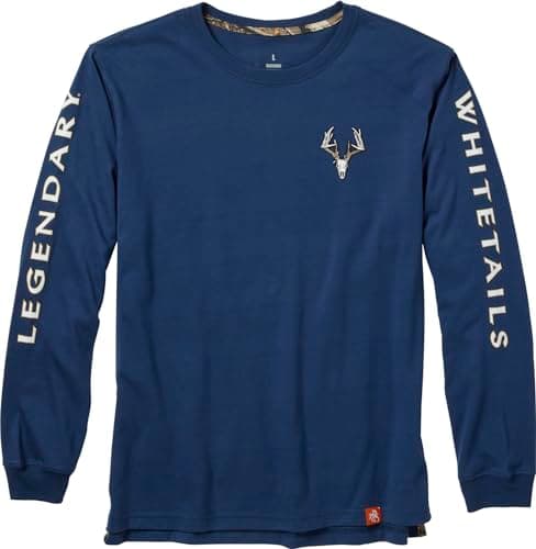 Legendary Whitetails Men's Non-Typical Long Sleeve T-Shirt for Outdoor Adventure Featuring Camouflage Print in Medium Si — Crater Lake Blue