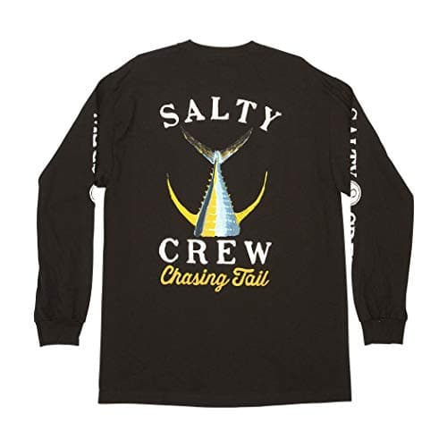 Salty Crew Tailed Long Sleeve Tee + Men's + Casual Wear + Comfortable Fit + Stretchy Fabric + Slim Fit + 100% Cotton + U — Black