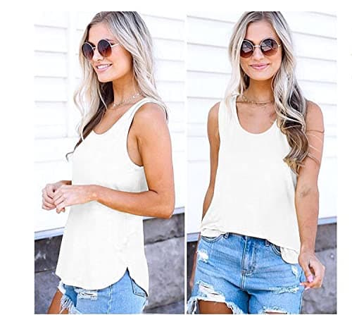 OMSJ Women Sleeveless Summer Tunic Loose Fit Tank Tops Trendy Styles