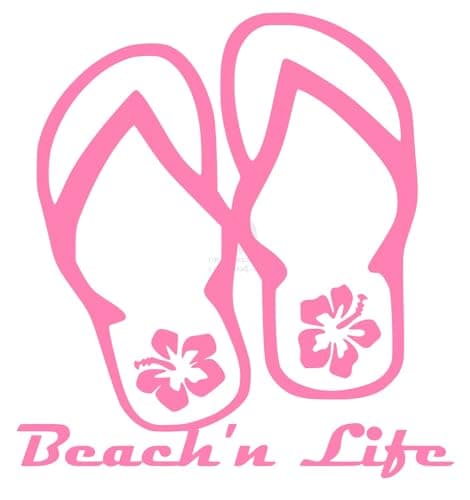 Beach'n Life Hibiscus Flip Flop Decal Sticker Vinyl Graphics for Cars Trucks SUVs Motorcycles Windows Teal 5.5 inch — Pink