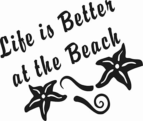 Life's Better at The Beach - Die Cut Vinyl Window Decal for Car/Truck (6.5"x5.5", Turquoise Blue)  
Life's Better at The — Matte Black