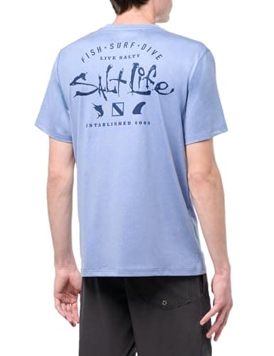 Salt Life Waterman's Trifecta Harbor Blue Heather X-Large Short Sleeve Performance Pocket Tee