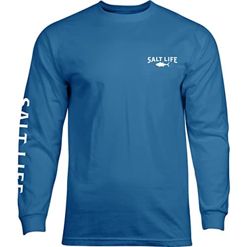 Salt Life Men's Atlas Badge Long Sleeve Crew Neck Tee + Core Fashion + Casual Wear + Summer Essentials + Breathable Fabr