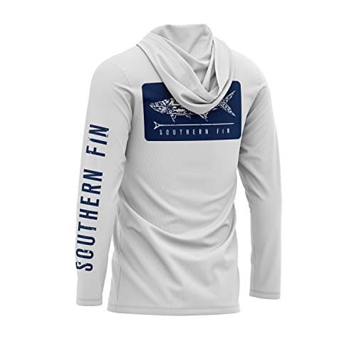 Southern Fin Apparel Performance Fishing Hoodie Shirt for Men and Women UPF UV 50+ Lightweight With Hood — White