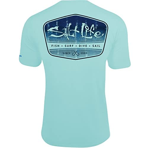 Salt Life Men's Marlin Fade Short Sleeve Performance Shirt for Active Men in Beach and Outdoor Adventures Lightweight Br — Light Aruba Heather