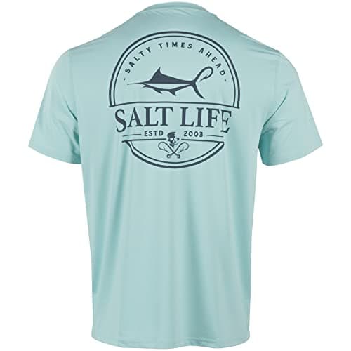 Salt Life Men's Classic Fit Short Sleeve Dragnet SLX Shirt — Light Aruba
