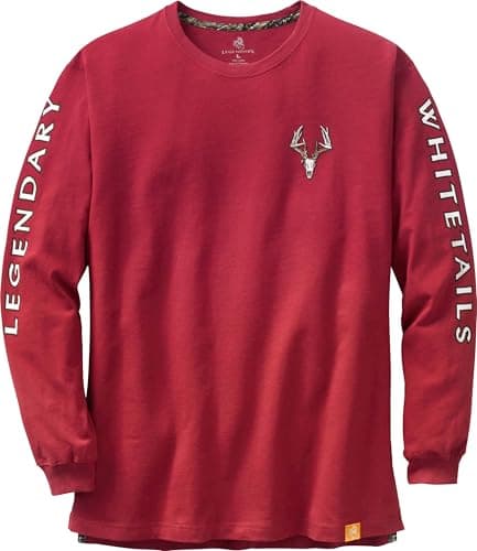 Legendary Whitetails Men's Non-Typical Long Sleeve T-Shirt for Outdoor Adventure Featuring Camouflage Print in Medium Si — Cardinal