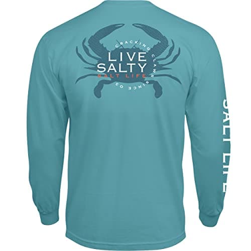 Salt Life Men's Comfortable Chesapeake Life Long Sleeve Crew Neck Tee for Outdoor Adventures — Sea Green