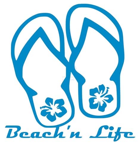 Beach'n Life Hibiscus Flip Flop Decal Sticker Vinyl Graphics for Cars Trucks SUVs Motorcycles Windows Teal 5.5 inch — Olympic Blue