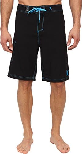 Hurley Men's One and Only 22-Inch Boardshorts Lightweight Breathable Surf Swim Shorts for Men Summer Beach Vacation — Black/Cyan