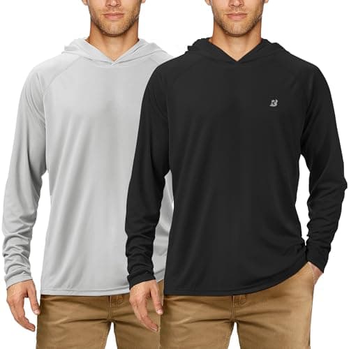 UPF 50+ Sun Protection Fishing Hoodie for Men Outdoor Activities
| Long Sleeve UV Protection Fishing Shirt for Men Suit — 2 Pack-black+gray