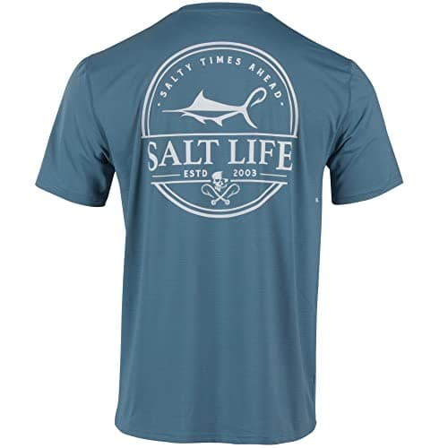 Salt Life Men's Classic Fit Short Sleeve Dragnet SLX Shirt — Coastal Blue