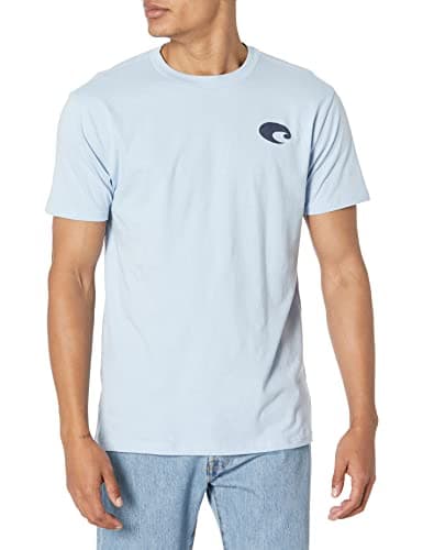 Costa Del Mar Men's Summer Comfort Short Sleeve T-Shirt Sun ProtectionOutdoor Wear — Light Blue