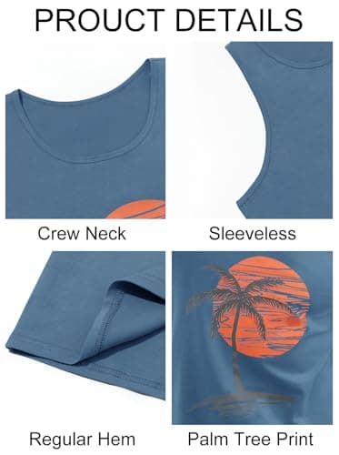 Damorong Mens Sleeveless Tank Tops Workout Gym Shirts - Vintage Style Palm Tree Print - Workout Comfortable T-Shirt
| D