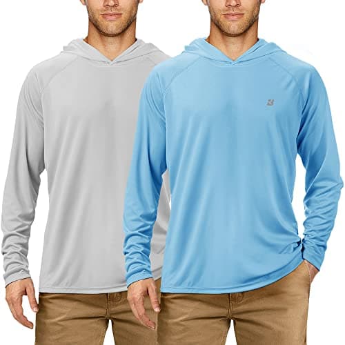 UPF 50+ Sun Protection Fishing Hoodie for Men Outdoor Activities
| Long Sleeve UV Protection Fishing Shirt for Men Suit — 2 Pack-light Blue+gray