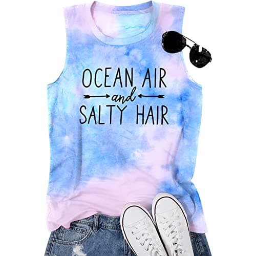 BANGELY Women Beach Tanks Ocean Air and Salty Hair Funny Summer Cruise Sleeveless Top
| BANGELY Family Vacation Women B — Tie Dye