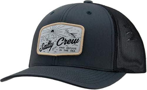 Salty Crew Men's Graphic Logo Retro Trucker Hat - Premium Cotton for Men and Women - Adjustable Fit Baseball Hat - Summe — Charcoal/Black