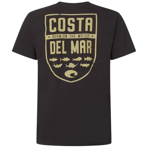 Costa Del Mar Men's Summer Comfort Short Sleeve T-Shirt Sun ProtectionOutdoor Wear — Black