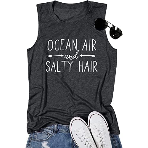 BANGELY Women Beach Tanks Ocean Air and Salty Hair Funny Summer Cruise Sleeveless Top
| BANGELY Family Vacation Women B — Dark Grey
