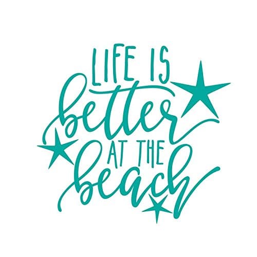 CMI ND021T Life is Better at The Beach Decal Sticker for Beach Lovers | Water-resistant Teal Vinyl | 5.5-Inches by 5.1-
