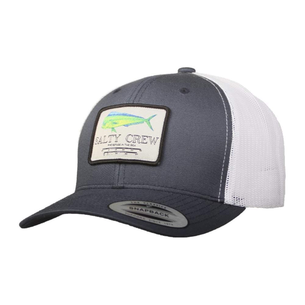 Salty Crew Men's Fish Logo Retro Trucker Hat - Premium Cotton, Unisex Adjustable Baseball Hat for Adults