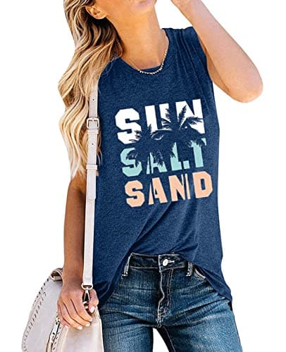 JEYMMI Women Loose Fit Graphic Tees Summer Vintage Tank Tops for Casual Wear 
| JEYMMI Flowy Women Summer Tank Tops Loo — Y-navy Blue