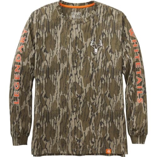 Legendary Whitetails Men's Non-Typical Long Sleeve T-Shirt for Outdoor Adventure Featuring Camouflage Print in Medium Si — Mossy Oak Bottomland