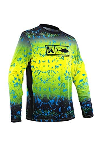KOOFIN GEAR Performance Vented Fishing Shirt For Men Dye Sublimation Print Long Sleeve Mesh Side Vents UPF 50 — Yellow