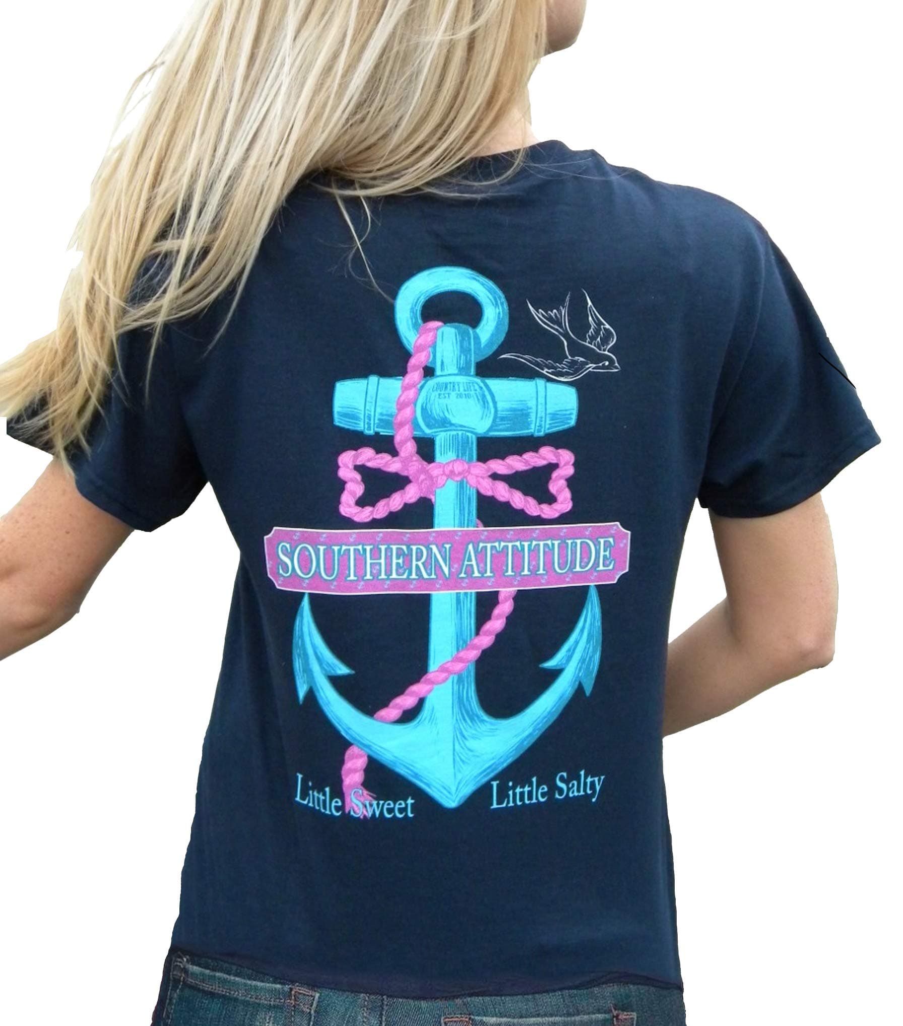 Southern Attitude Women's Short Sleeve T-Shirt Salty Anchor Design Fashion Shirt
| Southern Attitude Women's Short Slee