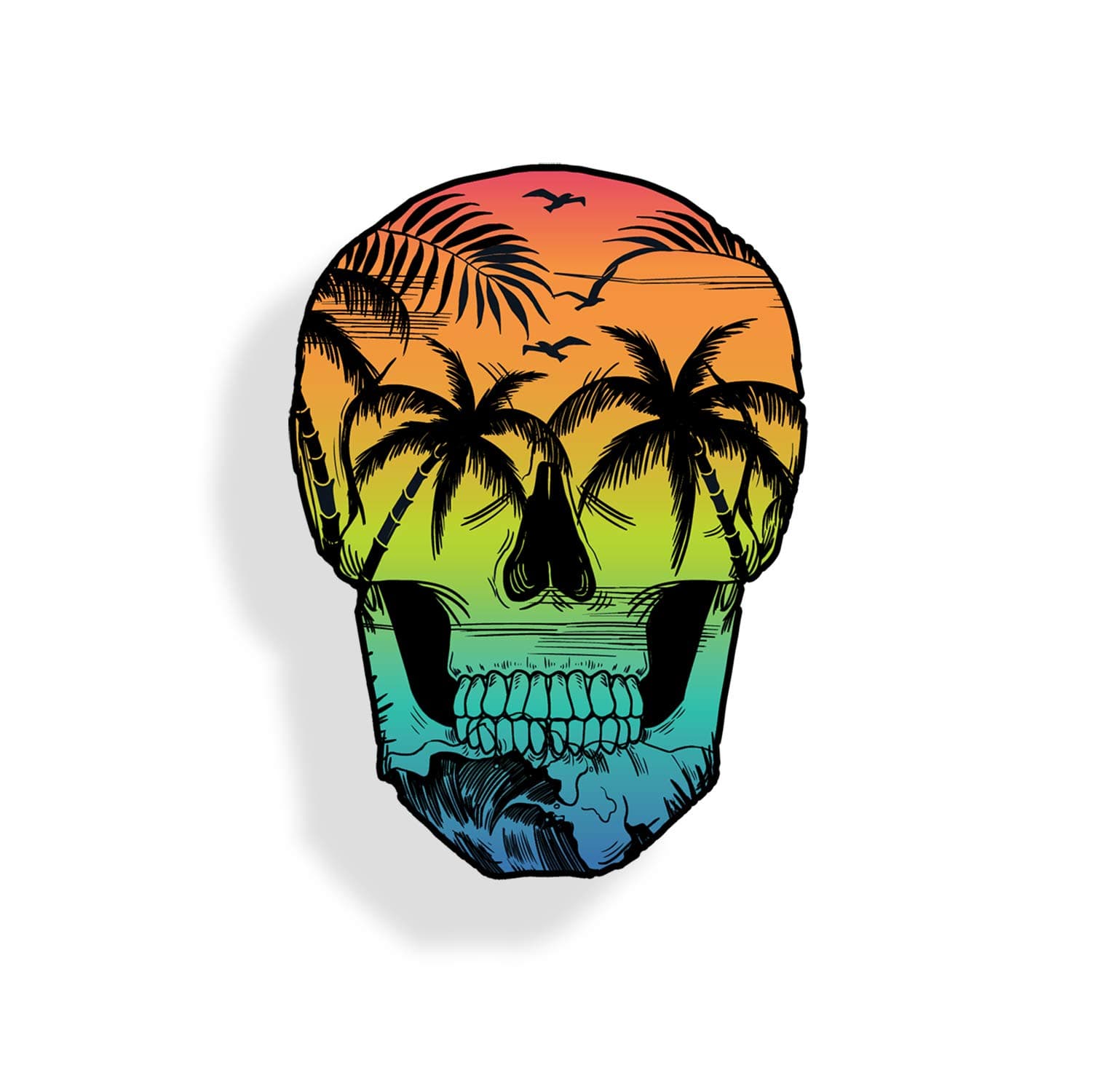 Custom Printed Palm Tree Skull Sticker Car Window Decal for Beach Scene Enthusiasts
| Beach Skull Decal with Palm Tree