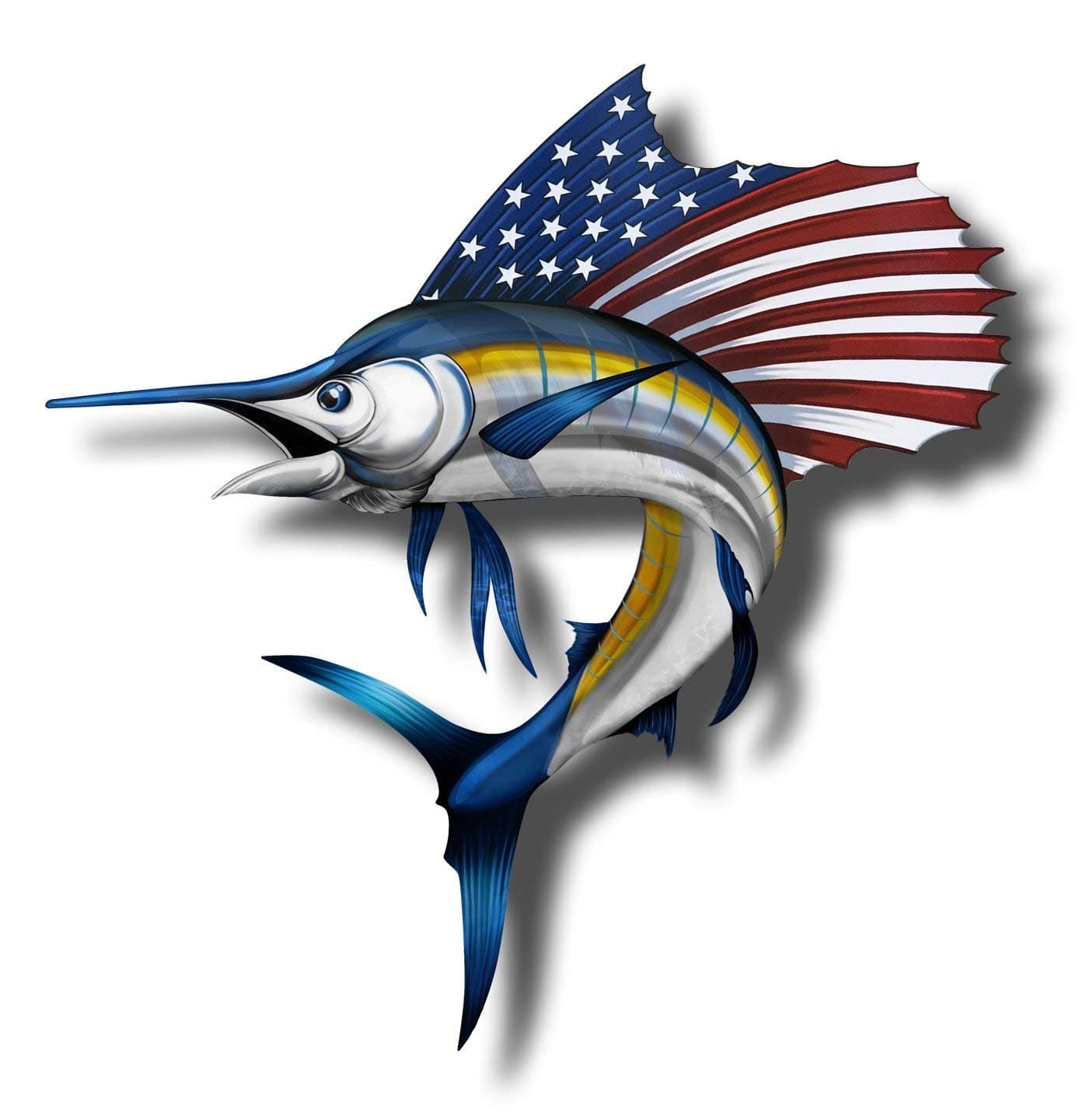 USA Marlin Fish Sticker Patriotic - Salt Water Fish Sticker, Swordfish Decal, Car Bumper 3 Pieces Set
| USA Marlin Fish